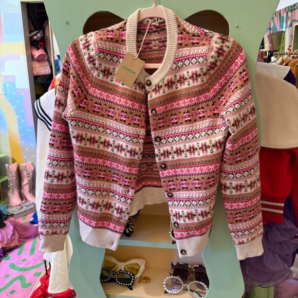 Boden Sweaters - Pink and white Boden knitted cardigan xs with tags orig $230